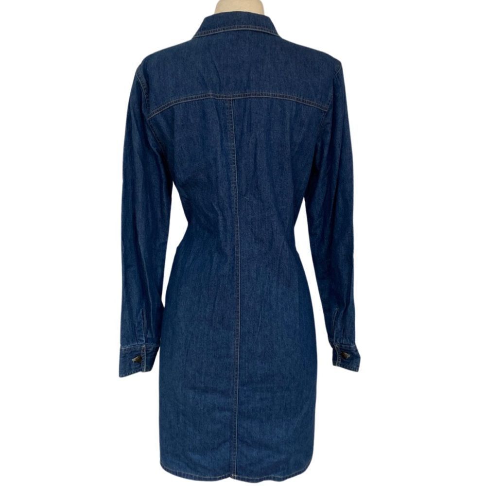 Vintage Retro 90s Talbot's Denim Long Sleeve Button Down Collared Shirt Dress - Picture 4 of 8